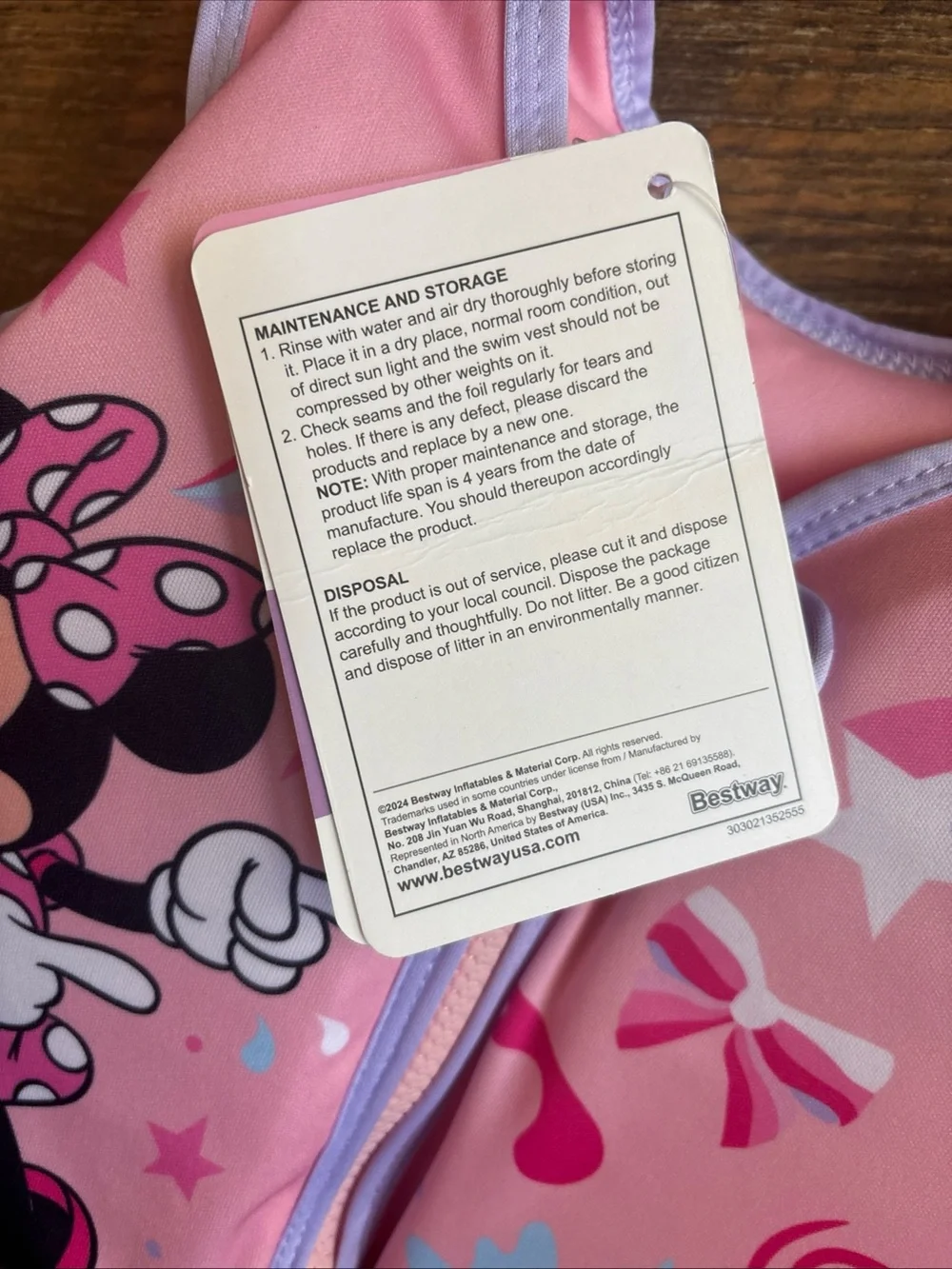 Disney Junior Minnie Mouse best way swim vest size S/M—NWT